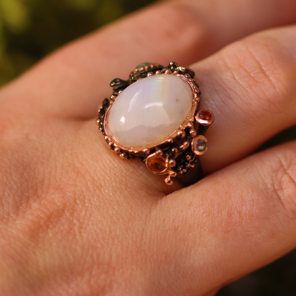 12 Carat Moonstone ring w/ multi-gem accents